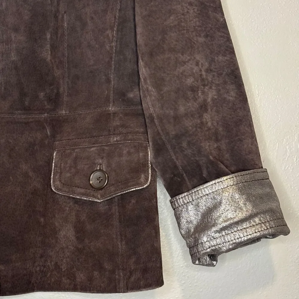 Terry Lewis Classic Luxuries Women's Genuine Leather Brown Coat Medium Metallic - Picture 5 of 14